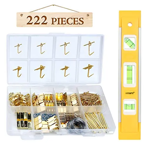 EniBon Picture Hanging Kit, 221 Pieces Picture Frame Hangers with A Magnetic Torpedo Level, Nails, Hooks, Wire and Hardware Set for Wall Hanging EniBon Picture Hanging Kit, 221 Pieces Picture Frame Hangers with A Magnetic Torpedo Level, Nails, Hooks, Wire and Hardware Set for Wall Hanging