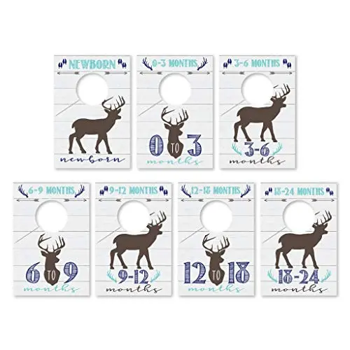 7 Woodland Baby Nursery Closet Organizer Dividers For Boy Clothing, Blue Deer Age Size Hanger Organization For Kid Toddler, Infant Newborn Clothes Must Have, Shower Registry Gift Supplies, 0-24 Months 7 Woodland Baby Nursery Closet Organizer Dividers For Boy Clothing, Blue Deer Age Size Hanger Organization For Kid Toddler, Infant Newborn Clothes Must Have, Shower Registry Gift Supplies, 0-24 Months
