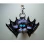 Leather, real fur bag charm. Black leather 3D bat. Gothic fashion key chain. Charm hanger, Purse charm, Key charm, Car accessories