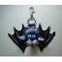 Leather, real fur bag charm. Black leather 3D bat. Gothic fashion key chain. Charm hanger, Purse charm, Key charm, Car accessories