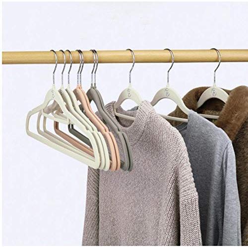 10pcs Random Color Flocking Hangers Wardrobe Organizer Non-Trace Clothes Hangers Non-Slip Velvet Clothing Hanging Magic Clothes Rack