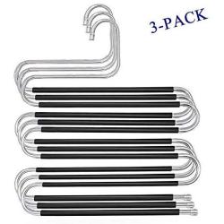 Pants Hangers Cloth Hangers S Shape Non Slip Space Saving Hangers for Pants, Tie, Belt, Scarf, Legging