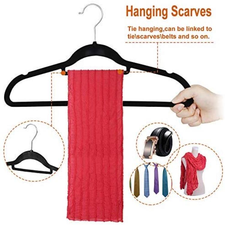 Premium Velvet Shirt Hangers (50 Pack) Non Slip Clothes Hangers, Ultra Slim  Hangers Gain 50% Closet Space, 360° Swivel Hook, Clothes Hangers for Tops