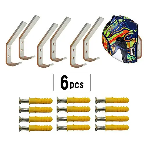PINCHUANG 6Set Helmet Holder-Motorcycle Helmet Holder Hook, Wall Mounted Equestrian Helmet Storage Rack Hanger, Motorbike Cloth Wall Mount Display Rack with Mounting Screws(6pcs Hook+ 12pcs Screws) PINCHUANG 6Set Helmet Holder-Motorcycle Helmet Holder Hook, Wall Mounted Equestrian Helmet Storage Rack Hanger, Motorbike Cloth Wall Mount Display Rack with Mounting Screws(6pcs Hook+ 12pcs Screws)