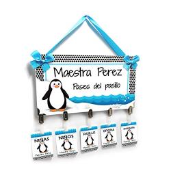 Unique Funny Hall Passes with Hanger, Pinguin Pases del Pasillo, Penguin Theme Teacher Classroom Hall Passes