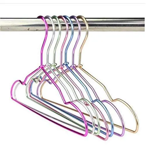 10pcs Random Color Aluminum Metal Clothes Hangers for Kids, Space Saving Cute Dress Shirts Coats Hanger for Children Decoration