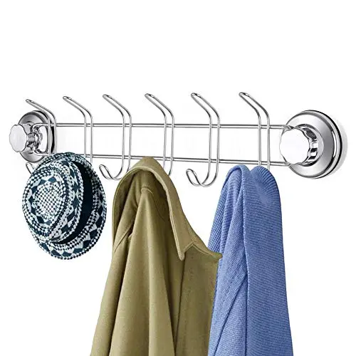 blitzlabs Powerful Vacuum Suction Cup 6 Dual Hooks Storage Organizer Rack for Coats, Hoodies, Hats, Scarves, Purses, Leashes, Bath Towels & Robes, Clothing - Rustproof Stainless Steel blitzlabs Powerful Vacuum Suction Cup 6 Dual Hooks Storage Organizer Rack for Coats, Hoodies, Hats, Scarves, Purses, Leashes, Bath Towels & Robes, Clothing - Rustproof Stainless Steel