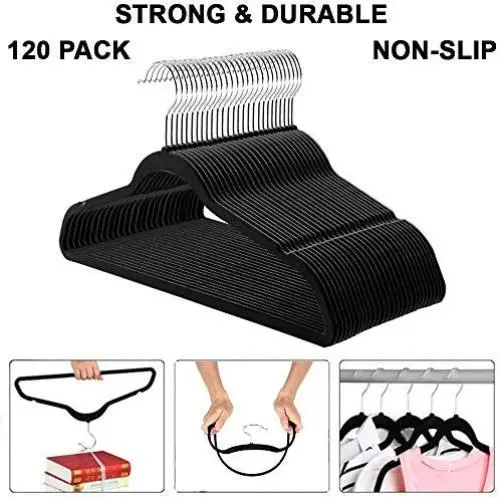 Galax Supply 120-pack Non-Slip Velvet Hangers - Suit Hangers Ultra Thin Space Saving - Strong and Durable Clothes Hangers Hold Up-to 10 Lbs, for Coats, Jackets, Pants, and Dress Clothes (Black) Galax Supply 120-pack Non-Slip Velvet Hangers - Suit Hangers Ultra Thin Space Saving - Strong and Durable Clothes Hangers Hold Up-to 10 Lbs, for Coats, Jackets, Pants, and Dress Clothes (Black)