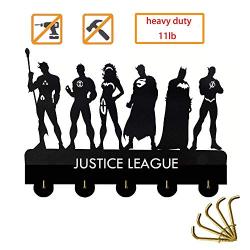 Justic League Wall Key Rack Holder Wall Hanger Wall Hook Key Hanger Rails Triple Wall Art Clothing Hook Rack Hanger Wall Art Decoration Strong Adh6esive Sticker Solid Wood Hooks