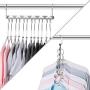 Bloberey Space Saving Hangers Metal Magic Cascading Hanger 10 Inch 6 x 2 Slots Closet Clothing Hanger Organizers（Pack of 20）