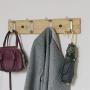 NIKKY HOME Wall Mounted Coat Rack Hanger Dual Hooks for Bags Clothes in Hallway Entryway Bedroom Bathroom 4 Hooks, Natural Color