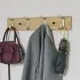 NIKKY HOME Wall Mounted Coat Rack Hanger Dual Hooks for Bags Clothes in Hallway Entryway Bedroom Bathroom 4 Hooks, Natural Color NIKKY HOME Wall Mounted Coat Rack Hanger Dual Hooks for Bags Clothes in Hallway Entryway Bedroom Bathroom 4 Hooks, Natural Color