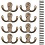 Heavy Duty Wall Hooks 8 Pack Double Prong Robe Hook Rustic Hooks Retro Clothes Hanger Coat Hanger Wall Mounted Hook with 20 Screws 35 LB
