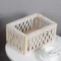 Decorative Storage Boxes, Unique Rectangular Wood Storage Bins and Wicker Baskets for Shelves, Closet and Kitchen, Wooden Storage Crates Handwoven with Cotton Rope(Ivory, Set of 3)