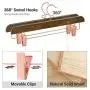 SONGMICS 12-Pack Pants Hangers, Heavy-Duty Pants Hangers with Clips, Premium Wood Skirt Hangers, Space-Saving, 360° Swivel Hooks, 14 Inches Long, Dark Walnut and Rose Gold UCRW10V SONGMICS 12-Pack Pants Hangers, Heavy-Duty Pants Hangers with Clips, Premium Wood Skirt Hangers, Space-Saving, 360° Swivel Hooks, 14 Inches Long, Dark Walnut and Rose Gold UCRW10V