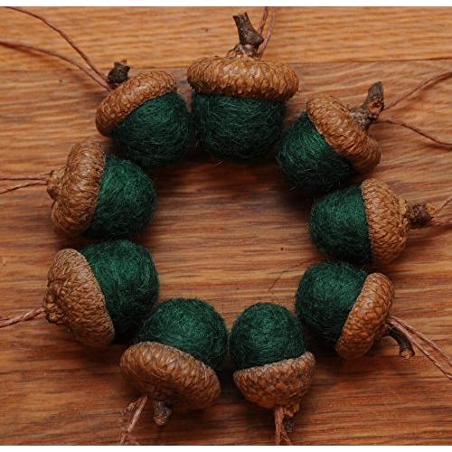 Pine Green Felted Acorn Ornaments, also available without hangers