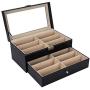 AUTOARK Leather 12 Piece Eyeglasses Storage and Sunglass Glasses Display Drawer Lockable Case Organizer,Black,AW-023