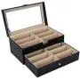 AUTOARK Leather 12 Piece Eyeglasses Storage and Sunglass Glasses Display Drawer Lockable Case Organizer,Black,AW-023 AUTOARK Leather 12 Piece Eyeglasses Storage and Sunglass Glasses Display Drawer Lockable Case Organizer,Black,AW-023