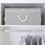 StorageWorks 65L Closet Storage Organizer with Strong Cotton Rope Handle, Storage Boxes with Lid, Double-Open Lid, Gray, Cotton Fabric Box, Jumbo