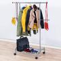 Tatkraft Bull Heavy Duty Adjustable Clothes Rail, Easy to Assemble, Durable Hanger on Wheels, Adjustable Height, Integrated Shoe Rack, Made of Chromed Steel
