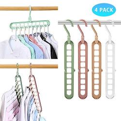 Magic Space Saving Clothes Hangers Multifunctional Smart Closet Organizer Premium Wardrobe Clothing Cascading Hanger 9 slots, Innovative Design for Heavy Clothes, Shirts Pants Dresses Coats(4 Pack)