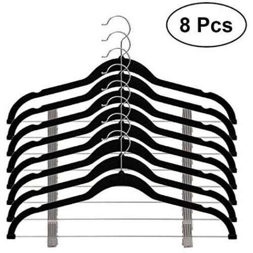 8pcs Velvet Clothes Hangers Non-Slip Clothes Hangers, with Clips for Dress Jackets Coats Clothes Pants