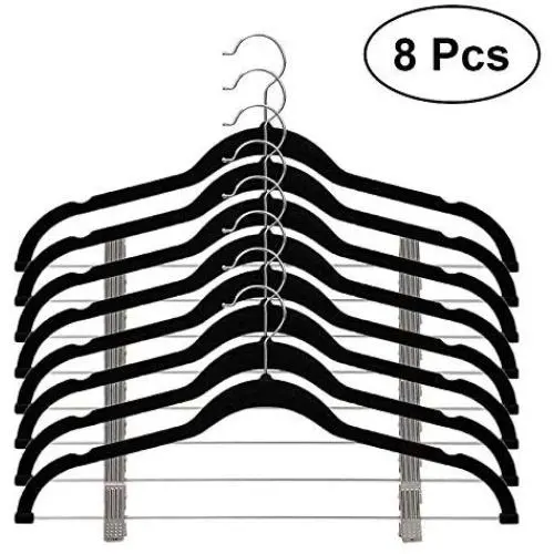 8pcs Velvet Clothes Hangers Non-Slip Clothes Hangers, with Clips for Dress Jackets Coats Clothes Pants
