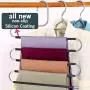 BKONY Pants Hangers Non Slip Updated S-Shaped 5 Layers Hangers Closet Space Saver for Jeans Scarf Tie Clothes (4-Pack)
