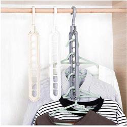 10PC Random Color Nine-Hole Clothes Hanger Multi-Function Magic Hanger Multi-Port Support Home Bedroom Holder Plastic Clothes Hangers Decoration