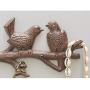 [Mothers Day Gift] Cast Iron Birds On Branch Hanger with 6 Hooks | Decorative Cast Iron Wall Hook Rack | for Coats, Hats, Keys, Towels, Clothes | 18.5x2x4.5” (Rust Brown)