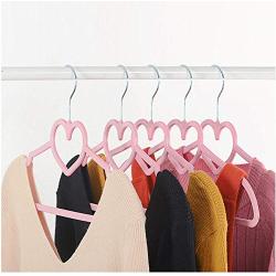 10pcs Clothes Hanger Durable ABS Heart Pattern Coat Hanger for Adult Children Clothing Hanging Supplies (Pink)