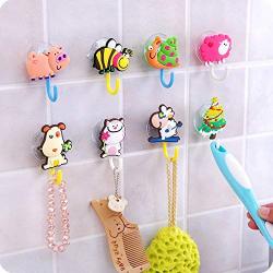 ViewHuge 5 PCS Cartoon Animal Suction Cup Sucker Hooks Hanger for Bathroom Kitchen Shower Cloth Towel