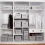 GRANNY SAYS Closet Organizer Bins, Storage Basket for Shelves, Closet Bins with Handle, Home and Office Boxes Organizer, Gray, Large, 3-Pack