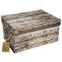 Livememory Foldable Storage Bin Storage Boxes with Lid and Handles for Office, Bedroom, Closet, Toys (Wooden Look)