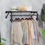 HANS CAO Retro Wall-Mounted Pipe Garment Rack, Clothes Hanger with Storage, Garment Retail Store Shelves, Shoe/Bag/Clothes Display Stand, 47.2L HANS CAO Retro Wall-Mounted Pipe Garment Rack, Clothes Hanger with Storage, Garment Retail Store Shelves, Shoe/Bag/Clothes Display Stand, 47.2L