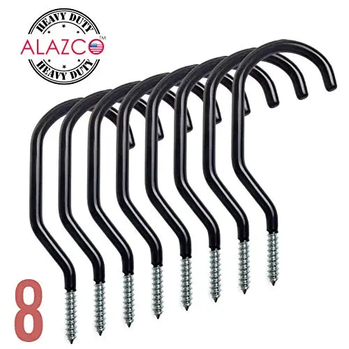 ALAZCO 8pc Heavy Duty Bike Hook & Utility Storage - Space Maximizer Instant Organizer Garage Basement Tool Shop Wall and Ceiling Mount Bicycle Hang Garden Hose Cords & More up to 60 lbs ALAZCO 8pc Heavy Duty Bike Hook & Utility Storage - Space Maximizer Instant Organizer Garage Basement Tool Shop Wall and Ceiling Mount Bicycle Hang Garden Hose Cords & More up to 60 lbs