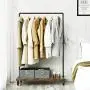 SONGMICS Clothes Rack, Industrial Pipe Style Rolling Garment Rack with Shelf, Lockable Wheels, Heavy Duty Clothing Rack for Laundry Room, Retail Store, Rustic Look UHSR65BX