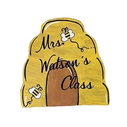 Bee Hive Wood Door Hanger, Teacher Name Sign, Back to School Sign, Teacher Gift, Classroom Decoration, Wood Wreath Sign, Teacher Appreciation Gift, Busy Bees Decor, Bumble Bee