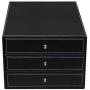 MyGift Executive Black Leatherette 3 Drawers File Cabinet/Office Supplies Desk Storage/Jewelry Organizer Box