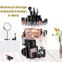 SUNFICON Rotating Makeup Organizer Cosmetic Holder 360 Degree Spining Makeup Storage Boxes Display Stand Adjustable Tray for Vanity Bathroom Bedroom Closet Large Acrylic Clear