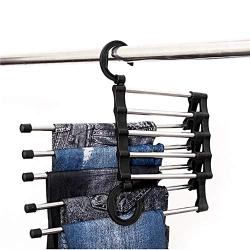 Ybriefbag Clothes Pants Hangers-Multi Layers Pant Slack Hangers Swing Arm Pants Hangers Closet Storage for Pants Jeans Scarf Hanging (Color : Black)