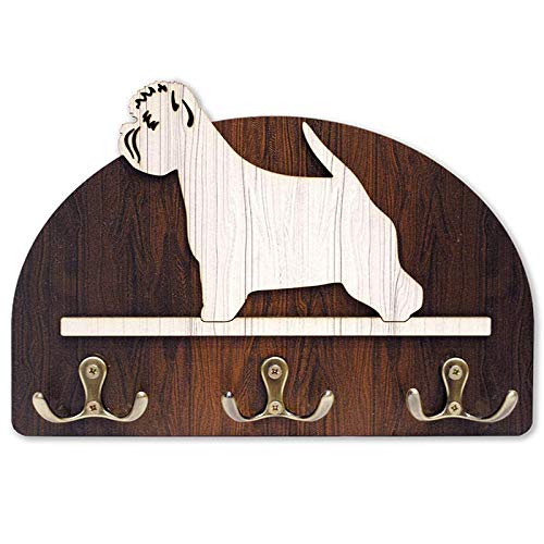 Hanger/holder leashes with figurine West Highland White Terrier, rack key of wood, handmade
