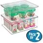 mDesign Plastic Stackable Kitchen Pantry Cabinet/Refrigerator Food Storage Container Bin Boxes with Lid - Organizer for Packets, Snacks, Produce, Pasta - BPA Free, 2 Pack - Clear mDesign Plastic Stackable Kitchen Pantry Cabinet/Refrigerator Food Storage Container Bin Boxes with Lid - Organizer for Packets, Snacks, Produce, Pasta - BPA Free, 2 Pack - Clear