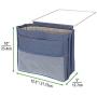 mDesign Bedside Hanging Storage Organizer Caddy Pocket - 5 Pockets, Elastic Side Straps for Tissue Boxes - Heavy Weight Cotton Canvas, Metal Wire Hanger - Denim Blue/Satin