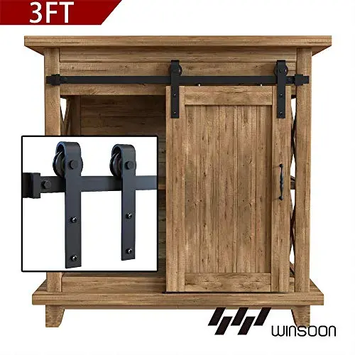 WINSOON 3FT Super Mini Sliding Barn Door Cabinet Hardware Kit for Single Door TV Stands Small Wardrobe Cabinets, J Shape Hanger (NO Cabinet) WINSOON 3FT Super Mini Sliding Barn Door Cabinet Hardware Kit for Single Door TV Stands Small Wardrobe Cabinets, J Shape Hanger (NO Cabinet)