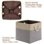 DECOMOMO Foldable Storage Bin [3-Pack] Collapsible Sturdy Cationic Fabric Storage Basket Cube W/Handles for Organizing Shelf Nursery Home Closet (Grey and Beige, Cube - 13 x 13 x 13)