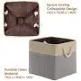 DECOMOMO Foldable Storage Bin [3-Pack] Collapsible Sturdy Cationic Fabric Storage Basket Cube W/Handles for Organizing Shelf Nursery Home Closet (Grey and Beige, Cube - 13 x 13 x 13)