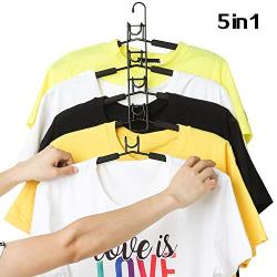 KLEBREIS 5-in-1 Multi-Layer Clothes Hanger, Space Saving, EVA Sponge Material, Non-Slip and Durable, Multi-Function Household Storage Clothes Wardrobe Rack,Pants Hangers