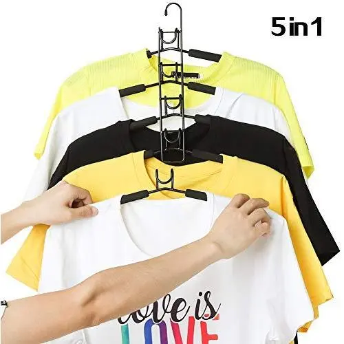 KLEBREIS 5-in-1 Multi-Layer Clothes Hanger, Space Saving, EVA Sponge Material, Non-Slip and Durable, Multi-Function Household Storage Clothes Wardrobe Rack,Pants Hangers KLEBREIS 5-in-1 Multi-Layer Clothes Hanger, Space Saving, EVA Sponge Material, Non-Slip and Durable, Multi-Function Household Storage Clothes Wardrobe Rack,Pants Hangers