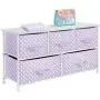 mDesign 5-Drawer Dresser Storage Unit - Sturdy Steel Frame, Wood Top and Easy Pull Fabric Bins in 2 Sizes - Multi-Bin Organizer for Child/Kids Bedroom or Nursery - Light Purple with White Polka Dots